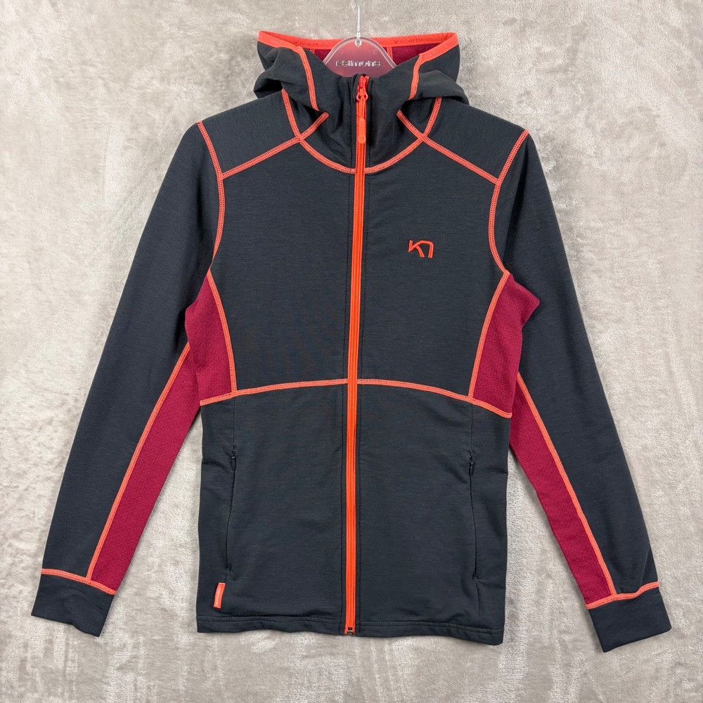 Kari Traa Women S Svala Full Zip Hooded Midlayer Jacket Black Burgundy Athletic
